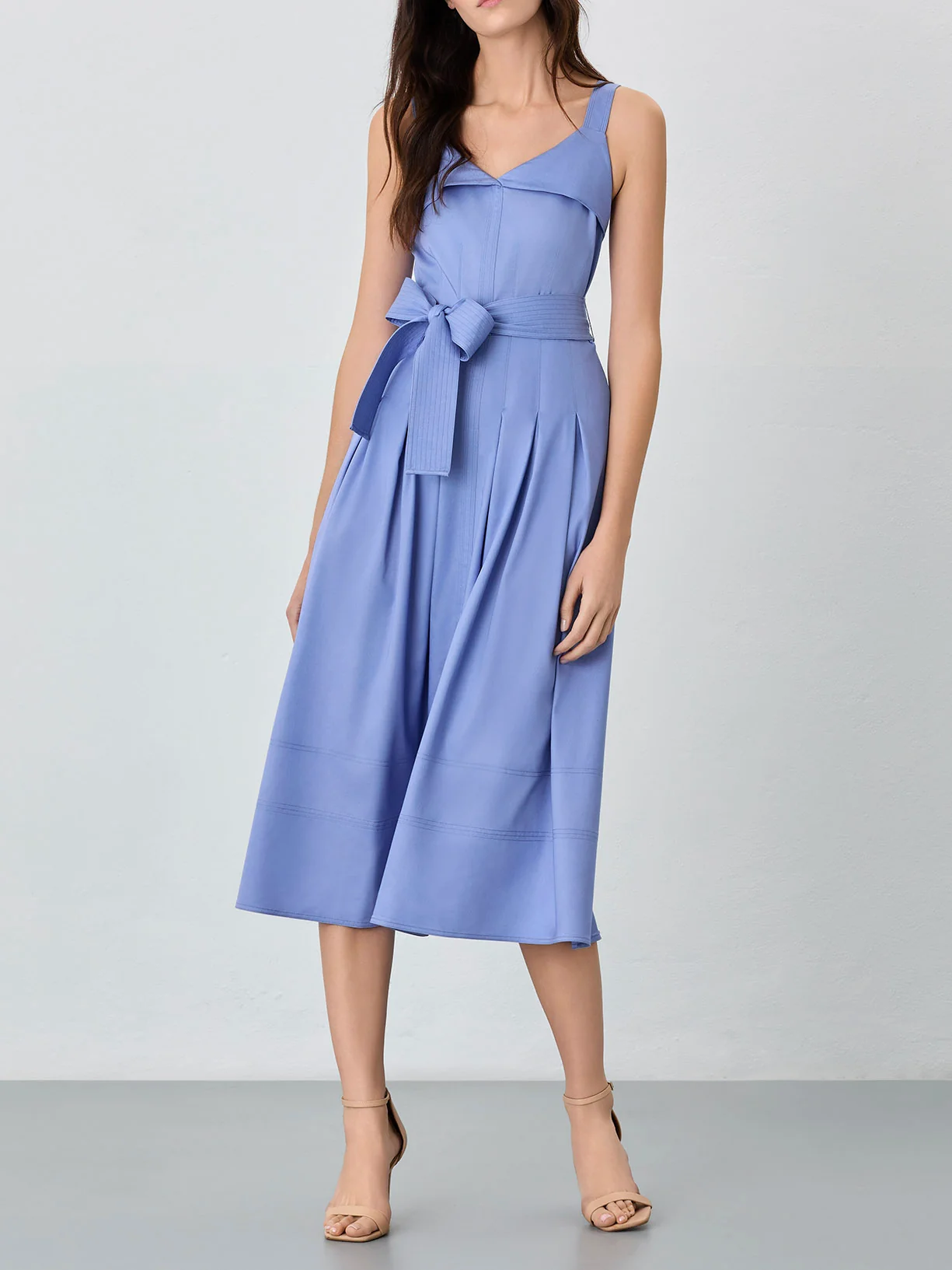 Vestido Midi Sem Mangas Em Mistura De Tencel - Image 5