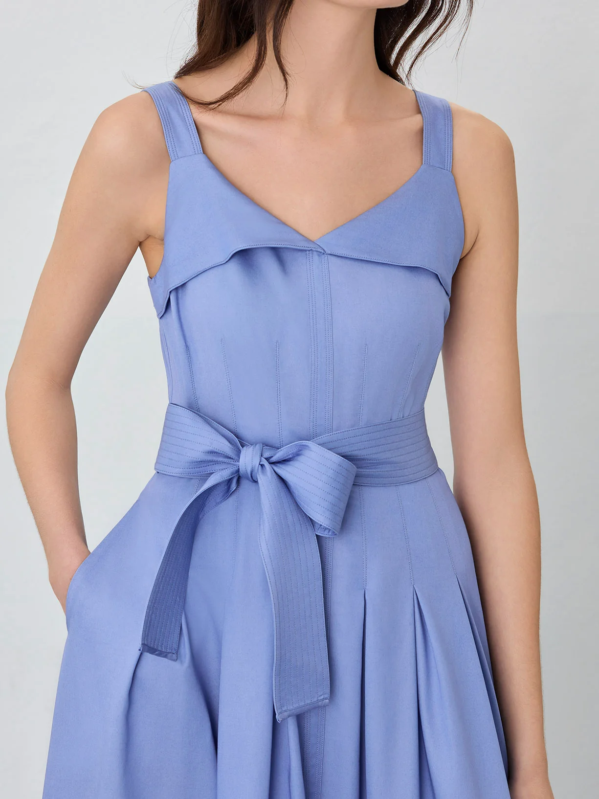 Vestido Midi Sem Mangas Em Mistura De Tencel - Image 6