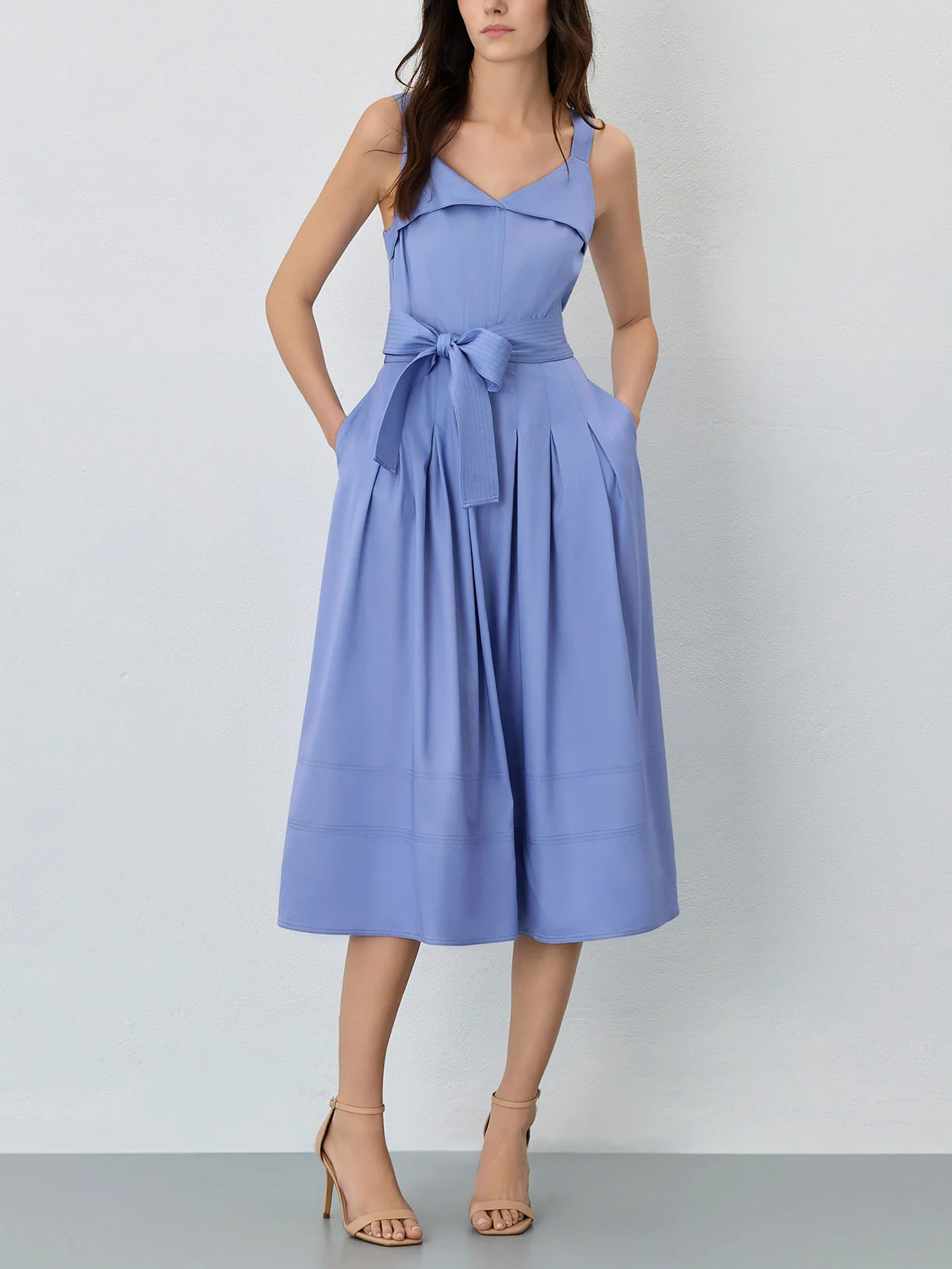 Vestido Midi Sem Mangas Em Mistura De Tencel - Image 8
