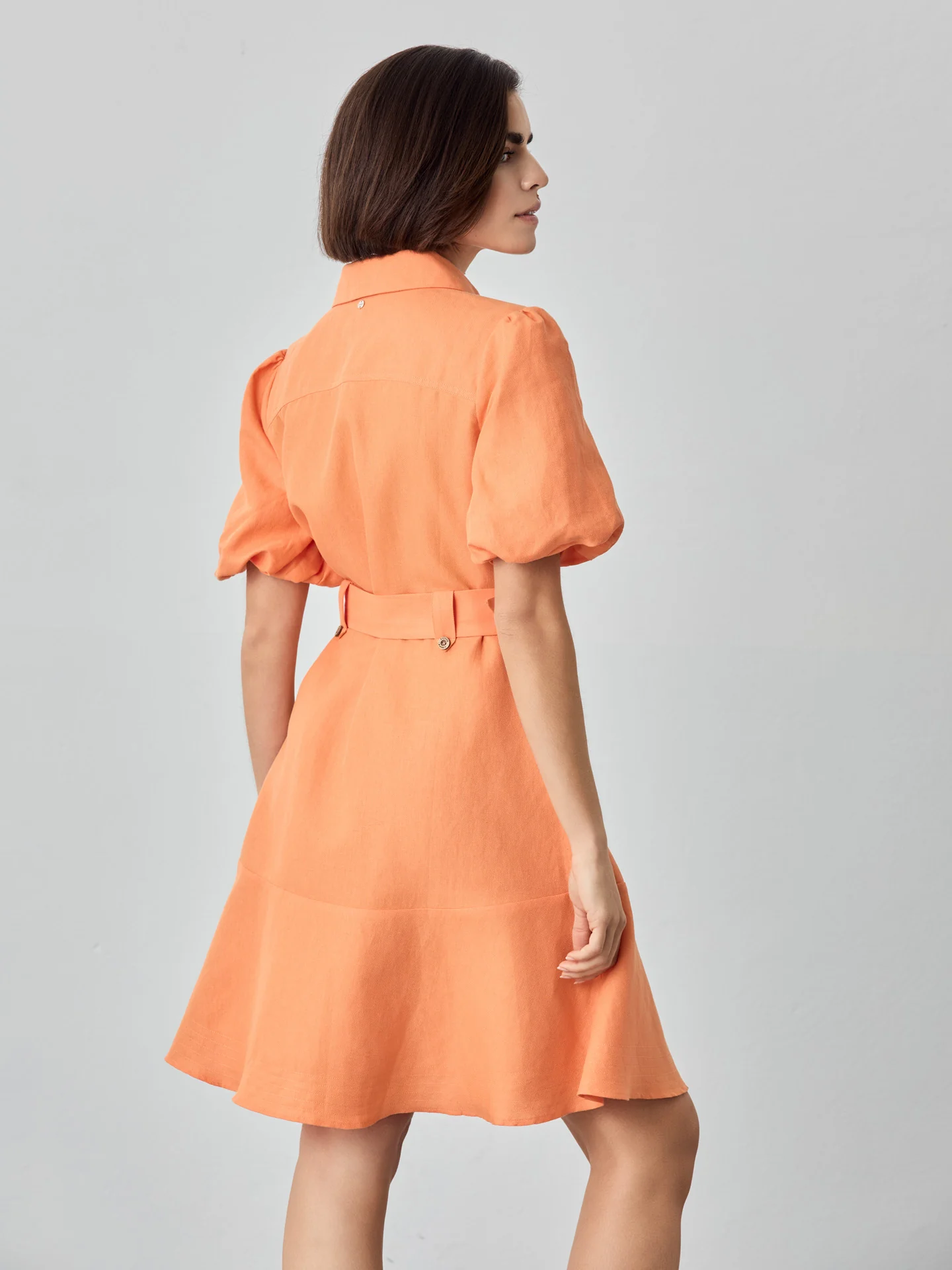 Vestido Mini Safari Em Mistura De Algodão E Linho - Image 6