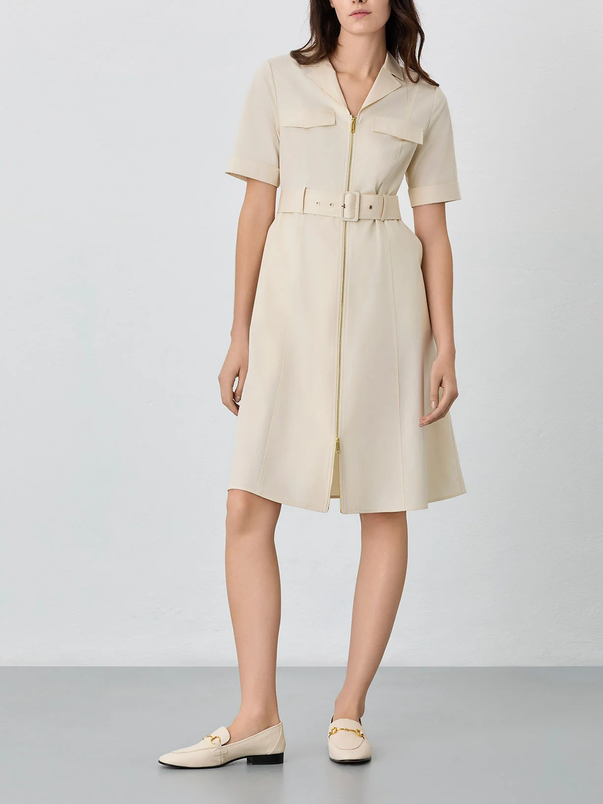 Vestido Safari Pelo Joelho Em Algodão Tencel - Image 2