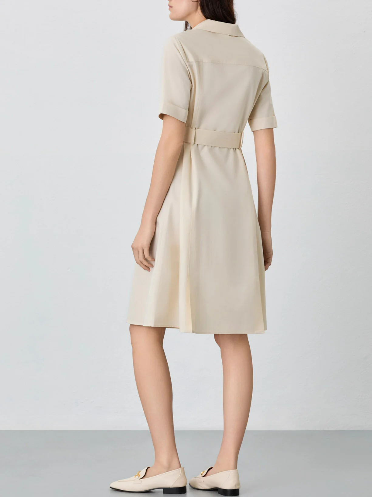 Vestido Safari Pelo Joelho Em Algodão Tencel - Image 4